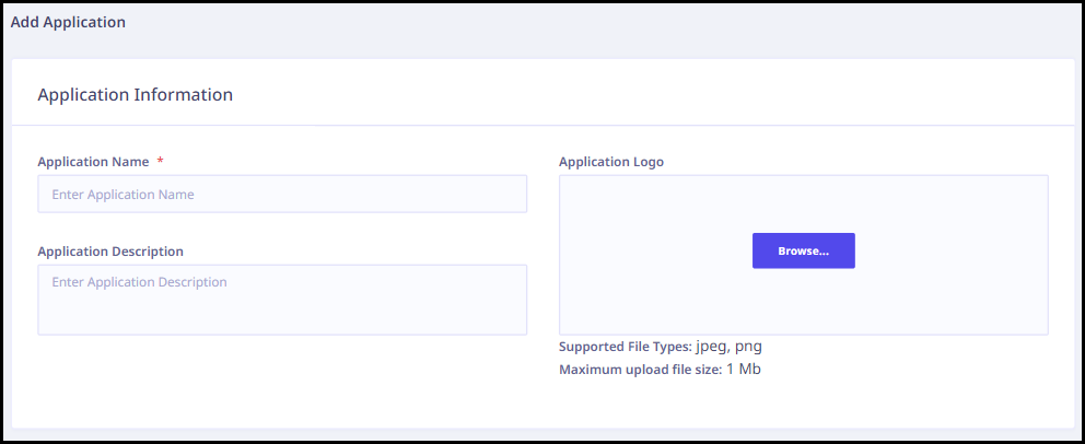 Add application - Application information