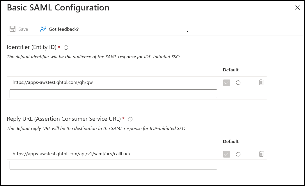 Basic SAML configuration