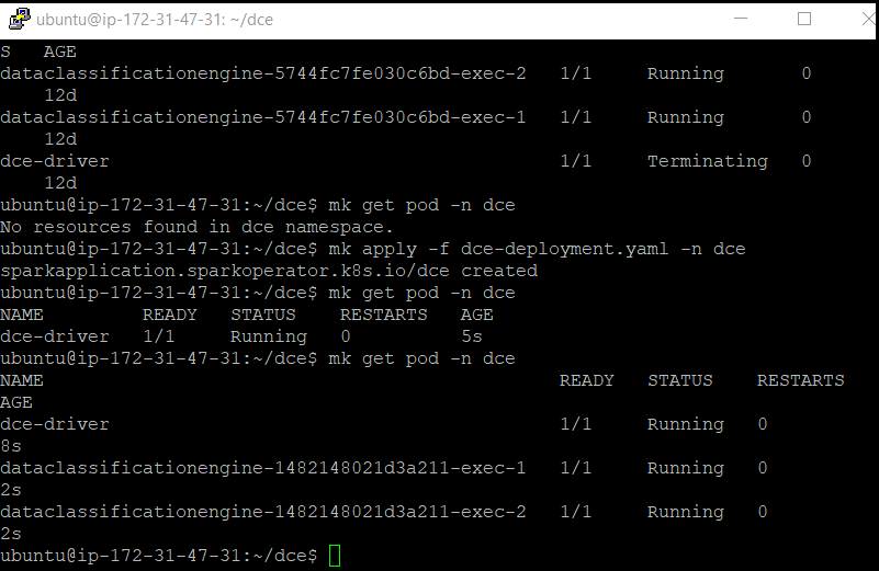 Check if the restarted DCE application is running