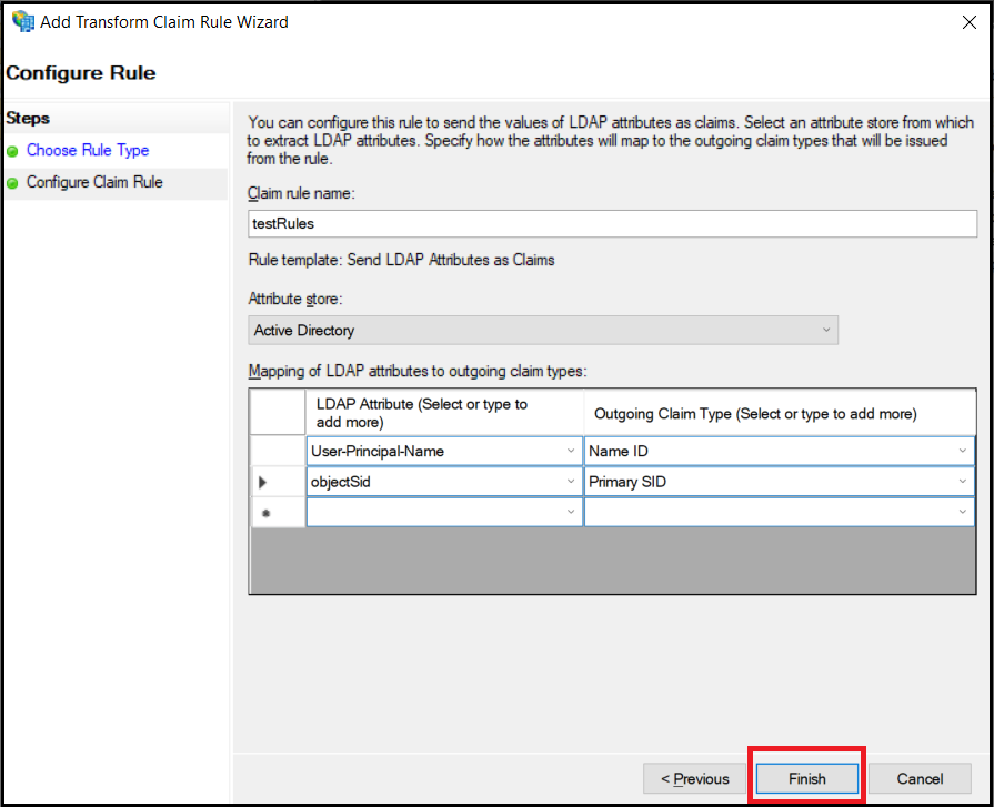 Configure claim rule