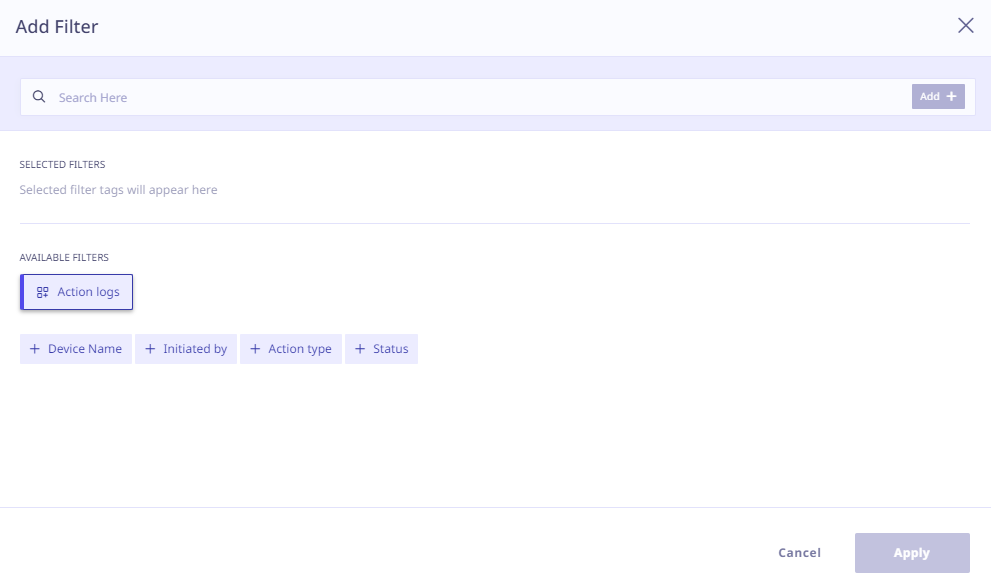 Action Logs Filter