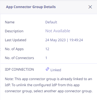 App Connector Group Details in Right Pane