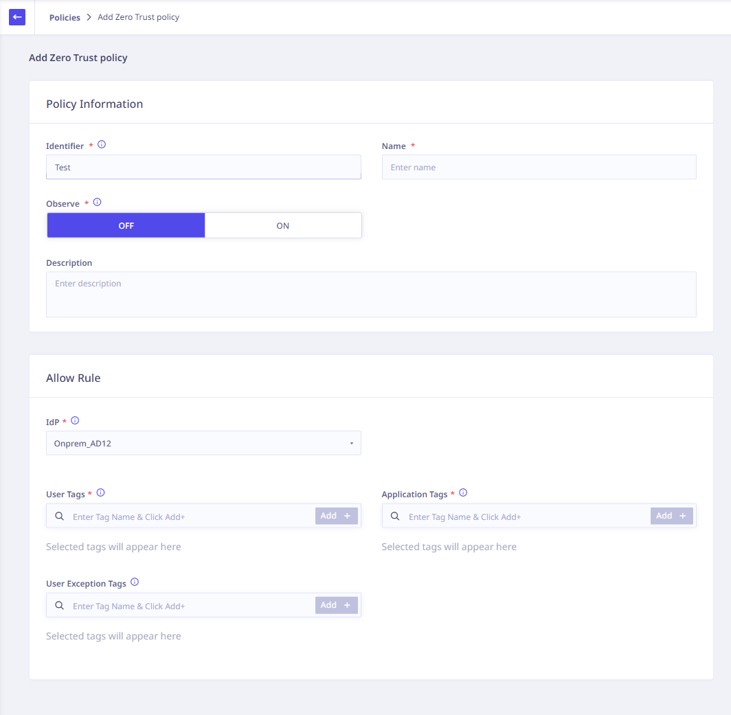 ZeroTrust Policies
