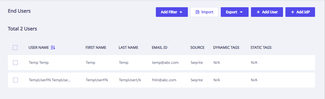 End Users List