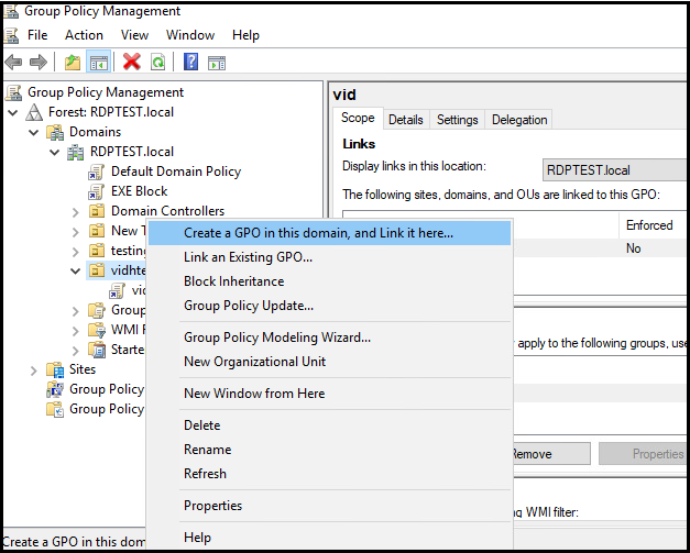 Create a new GPO